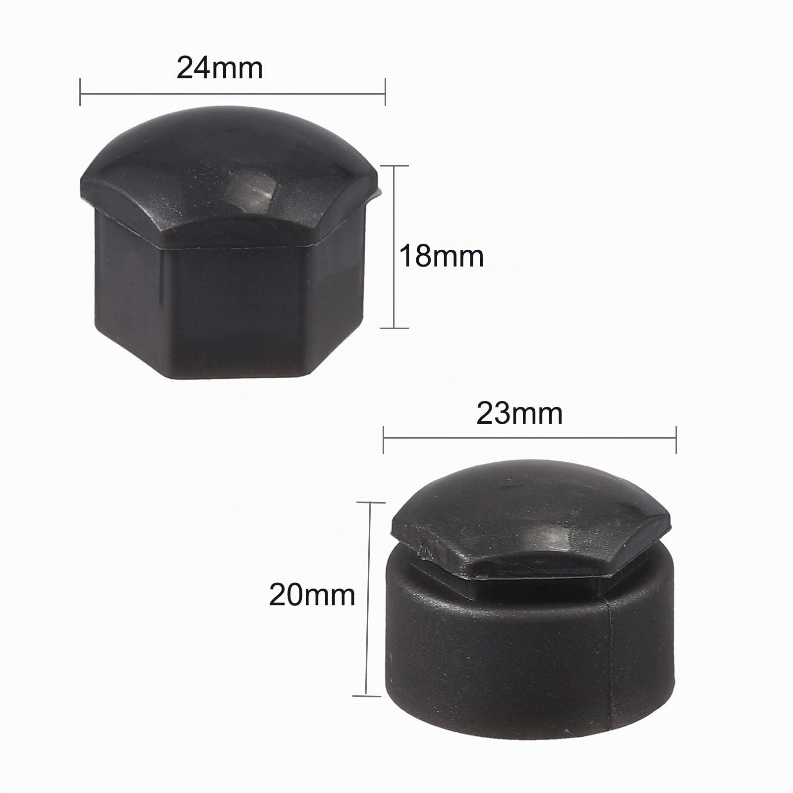 AUTOUTLET 20 PCS Capuchons Protection Hexagonal Chrome Écrou Cache-Boulons 17mm Universels, 16 Standard + 4 Verrouillables + Outil de Retrait, Noir
