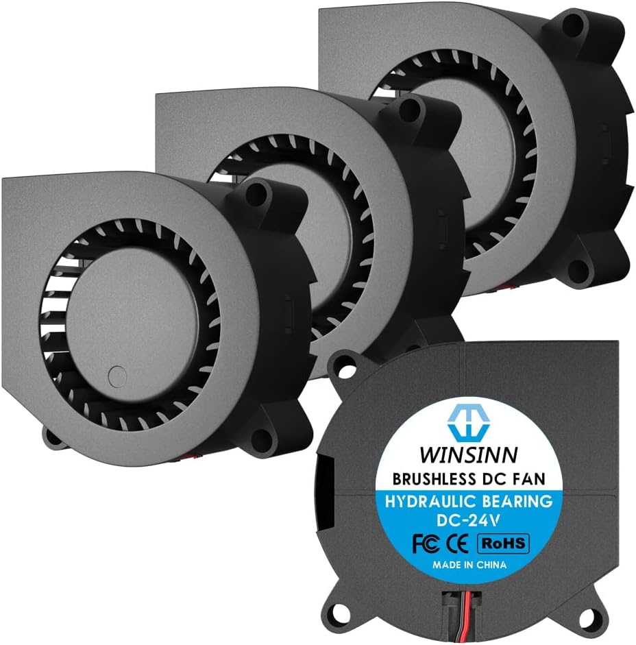 WINSINN 40mm Blower Fan 24V, 3D Printer Micro 24 Volt Fans Blower 4020 Hydraulic Bearing, 40mmx20mm 2PIN (Pack of 4Pcs)