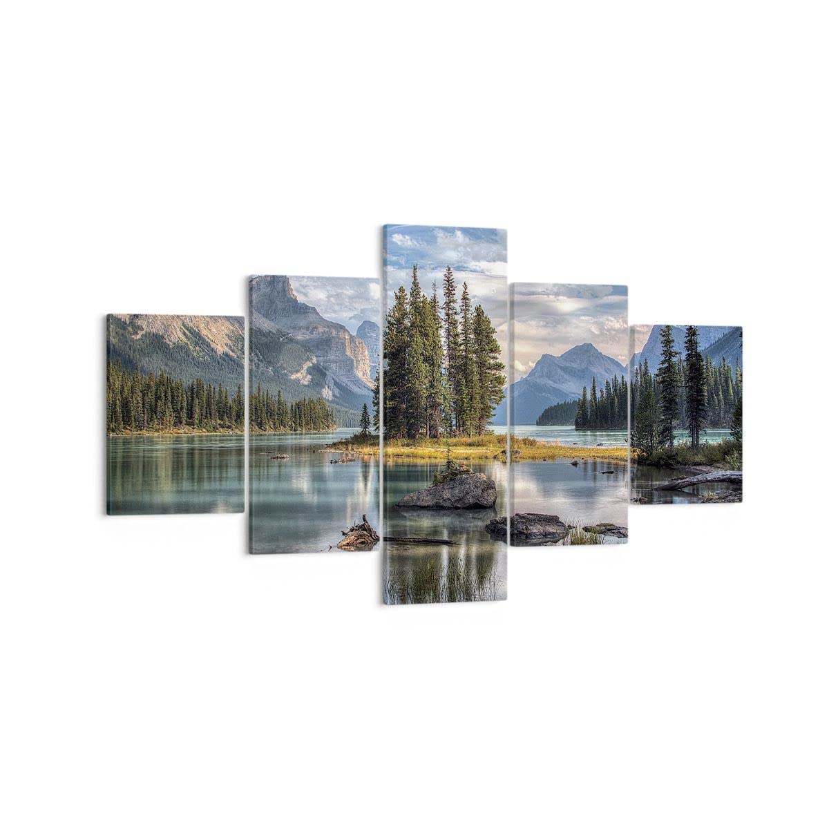 ARTTOR Bilder auf Leinwand 125x70cm Wandbild Landschaften Natur - 4133 | See Landschaft Mehrteilige Klein Wanddekoration Wohnzimmer Schlafzimmer Wanddeko Wand Kunstdruck Wandkunst Wall Decor ARTTOR