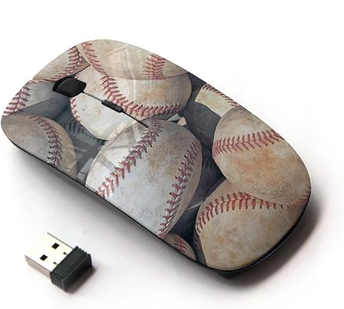 Graphic4You Ratón inalámbrico ergonómico con diseño deportivo de béisbol con receptor nano