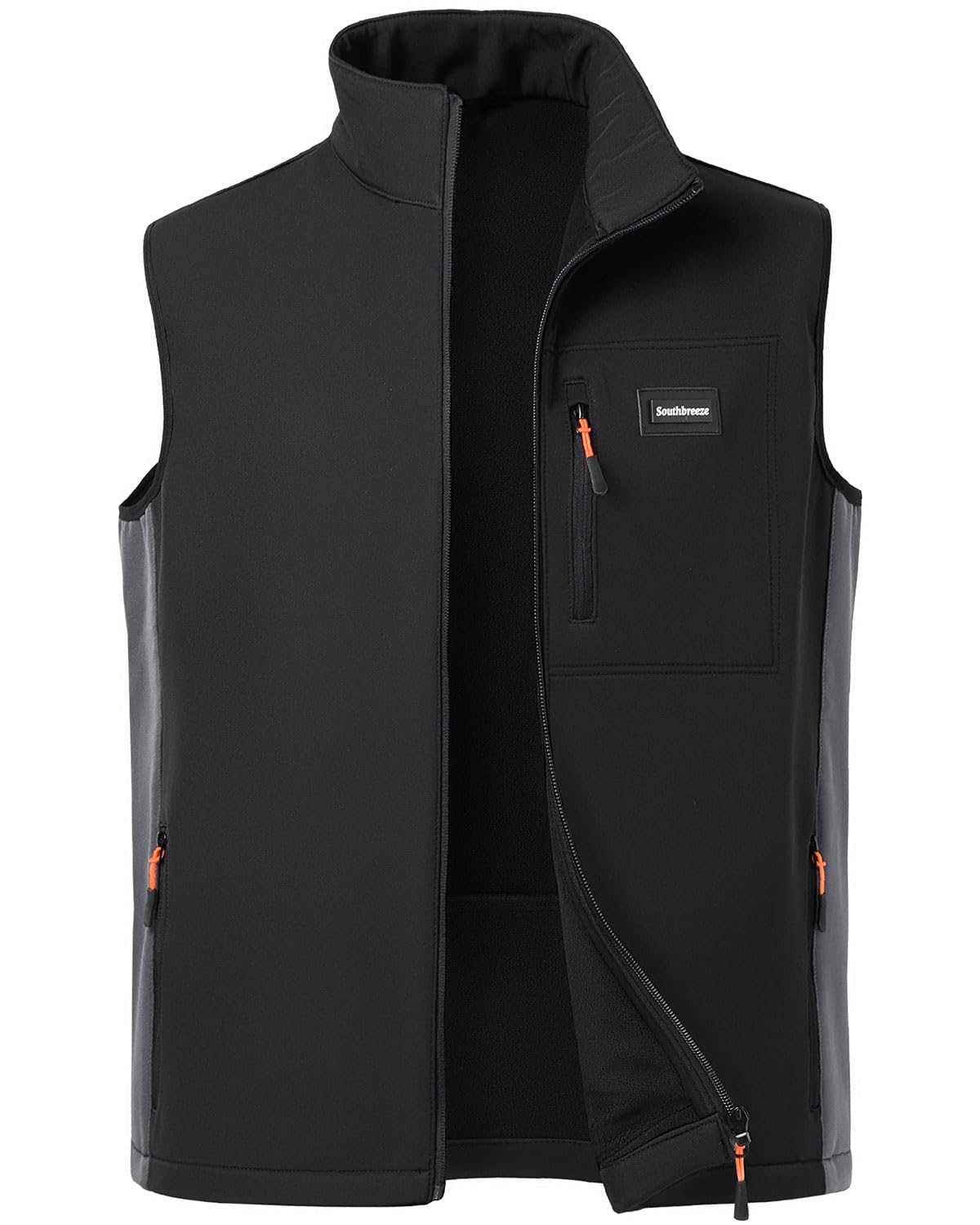 Chalecoo Softshell para hombre Chaqueta sin Mangas con Forro Polar Chaleco cálido con cremallera y bolsillos