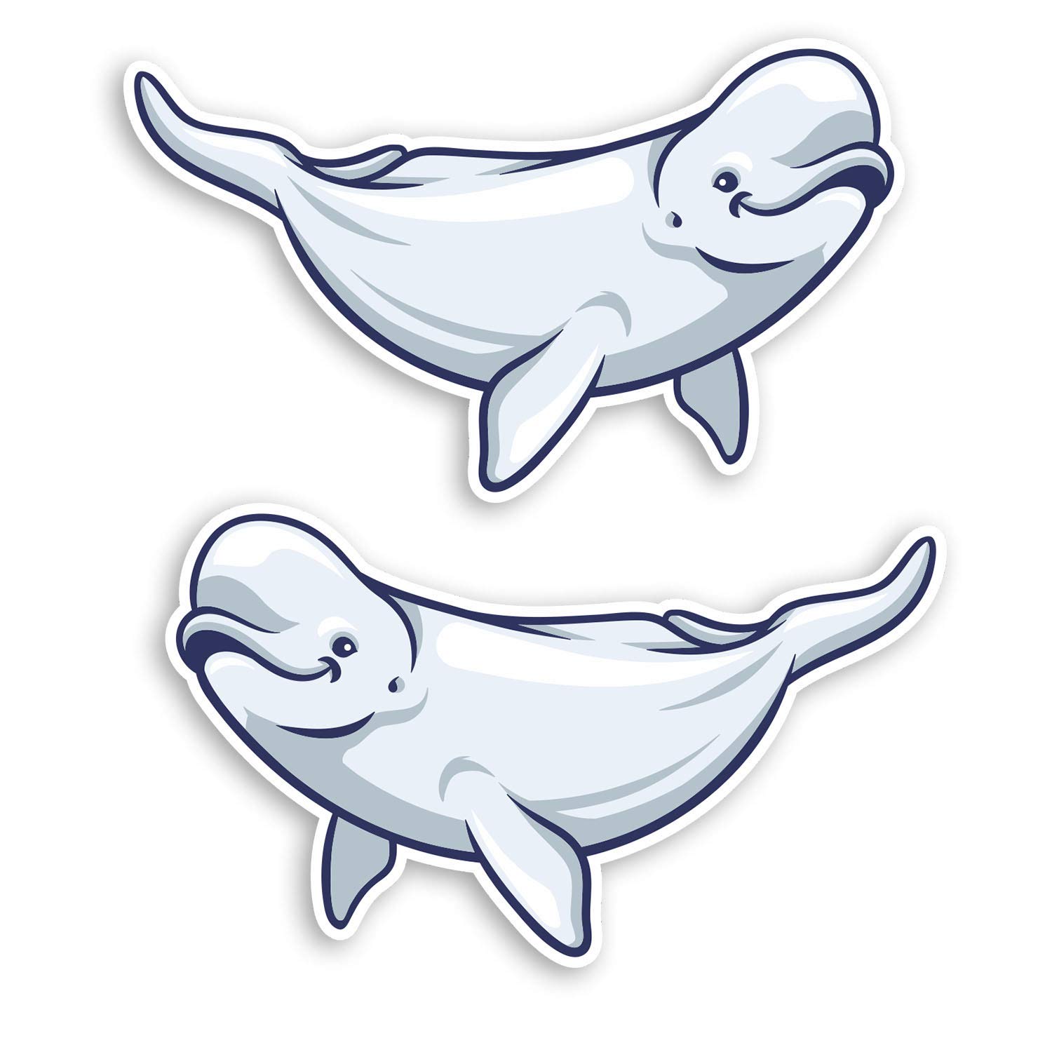 Destination Vinyl Ltd Multi 2 X 10Cm Cute Beluga Whale Vinyl Stickers - Ocean Sea Fun Laptop Sticker #20877 (10Cm Wide)