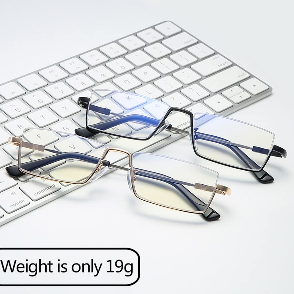 Okulary Do Czytania Z Metalową Półramką Dla Mężczyzn I Kobiet, Stylowe Okulary Do Czytania Blokujące Niebieskie Światło, Okulary Przeciwzmęczeniowe/Silver/3.5