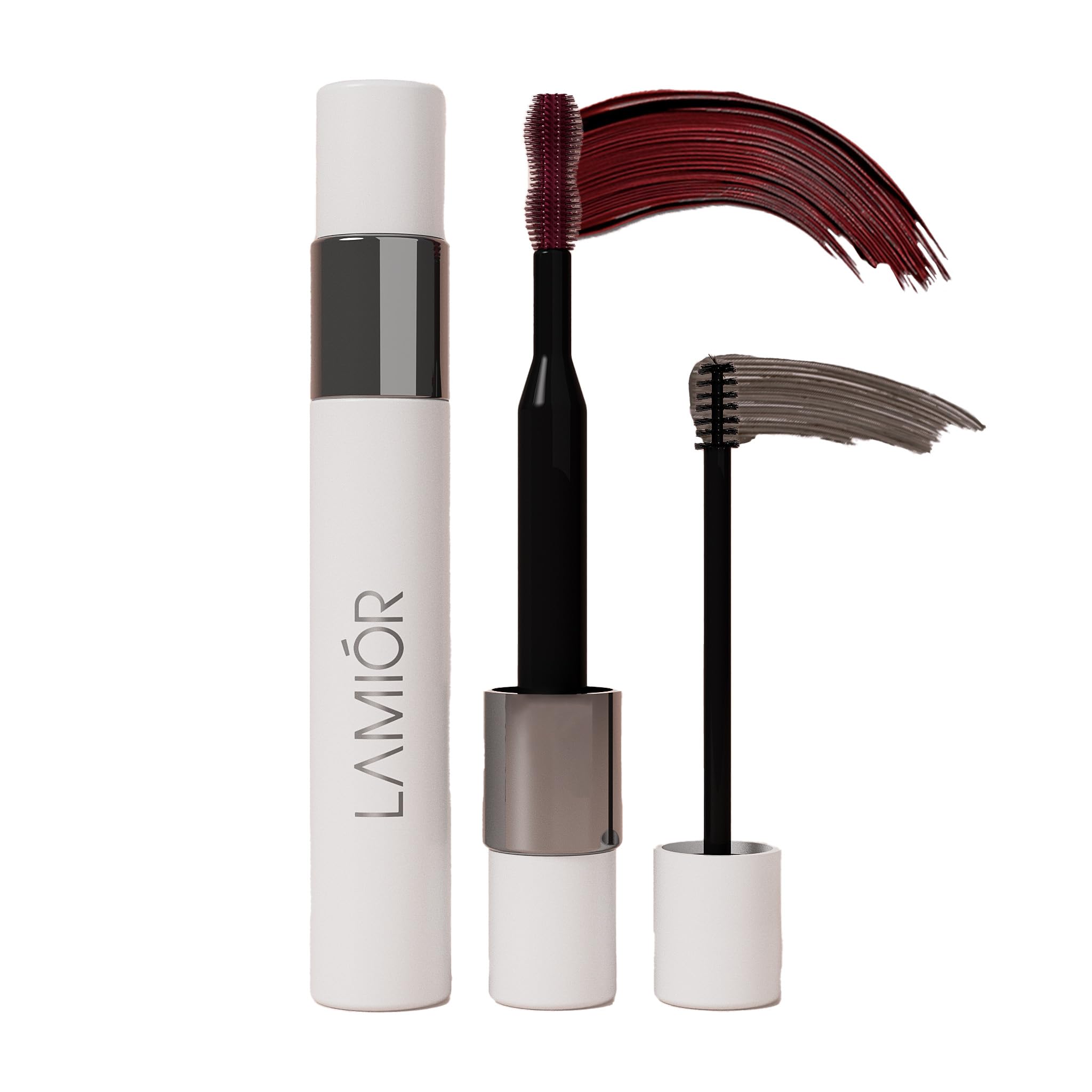 LA MIOR LA MIOR What The Lash! Mascara & Flexilift Brow Gel Duo | Extreme Volume & Length Mascara with Hypercurl | Waterproof Long-Lasting 24-Hour Wear | False Lash Effect | 2-in-1 Tinted Brow Lift Gel with Biotin & Argan Oil | Smudge-Proof Makeup for Eyes (Burgundy)