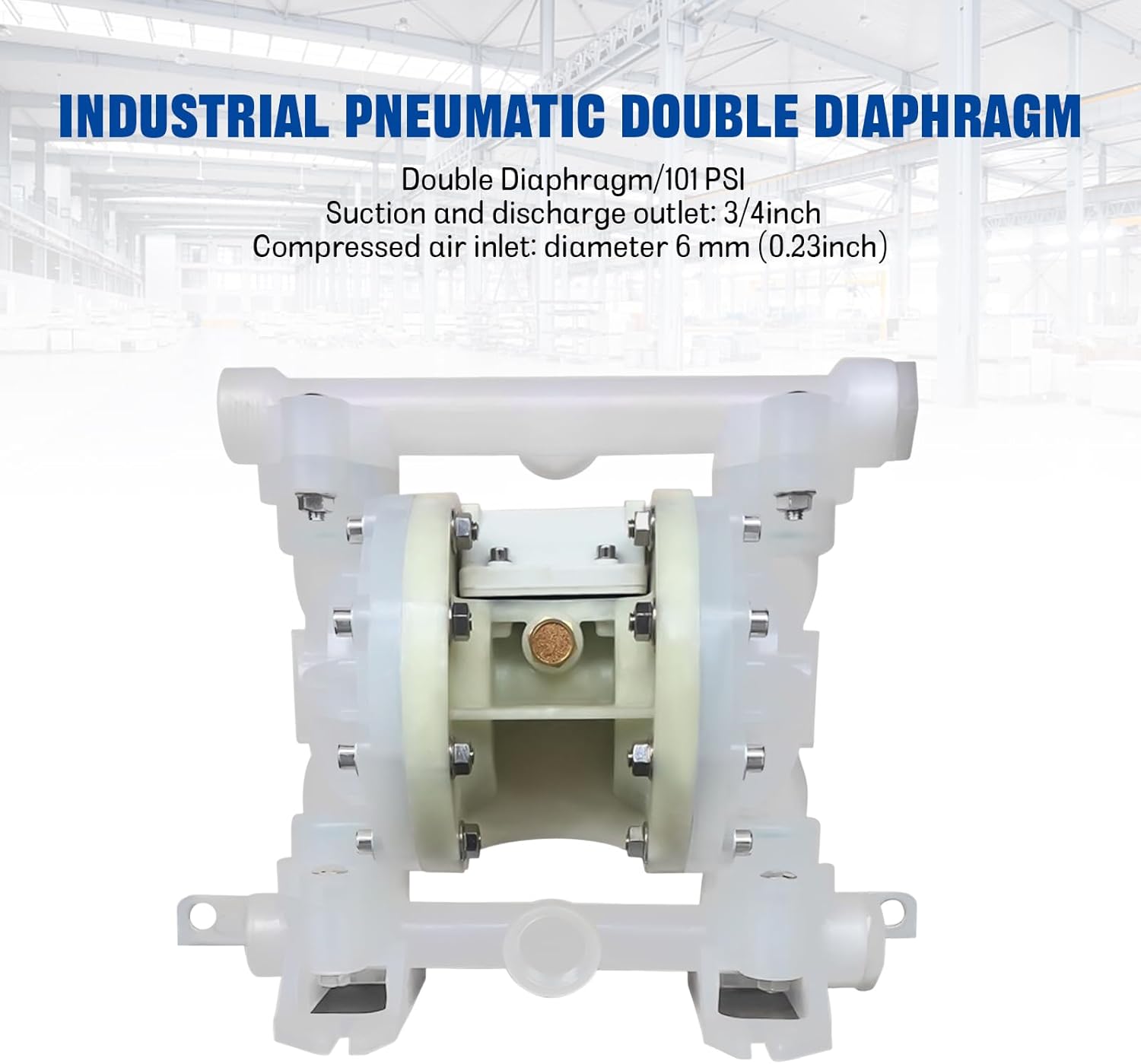 Chemical Air-Operated Double Diaphragm Pump Industrial 3/4inch Inlet & Outlet