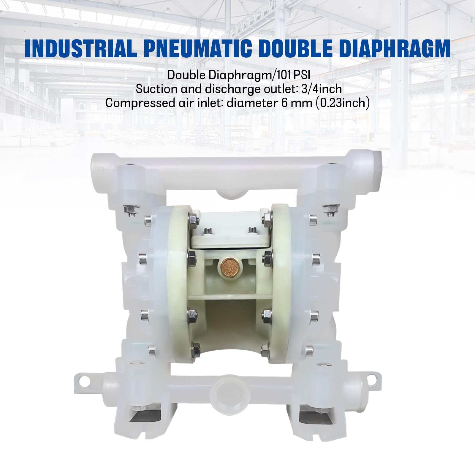 Florchest Valve Body Plastic Diaphragm Pump,All-Plastic Pneumatic Diaphragm Pump for Pumping Peanut Butter, Chocolate, Syrup Paint, Pigments, Glue, Adhesives,Air Pressure Adjustable