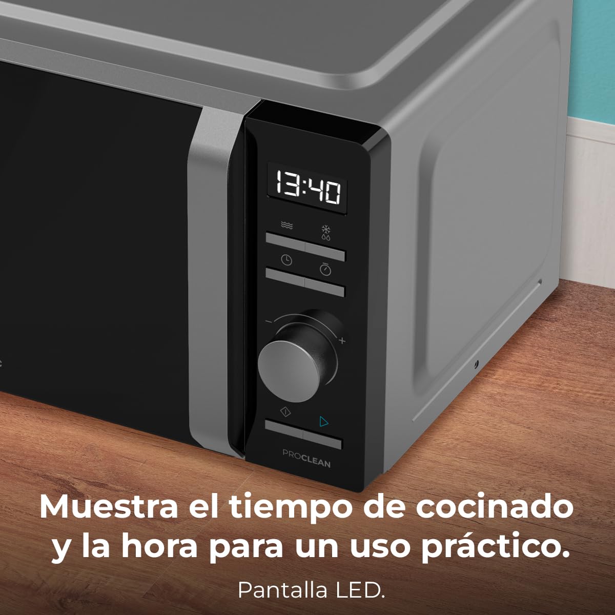 Cecotec Microondas Digital Motor Inverter 20L Proclean 5010 Inverter. 700W, 5 Niveles de Potencia, Bajo Consumo, Pantalla LED, Plato Giratorio de 245mm, Temporizador, 8 Modos