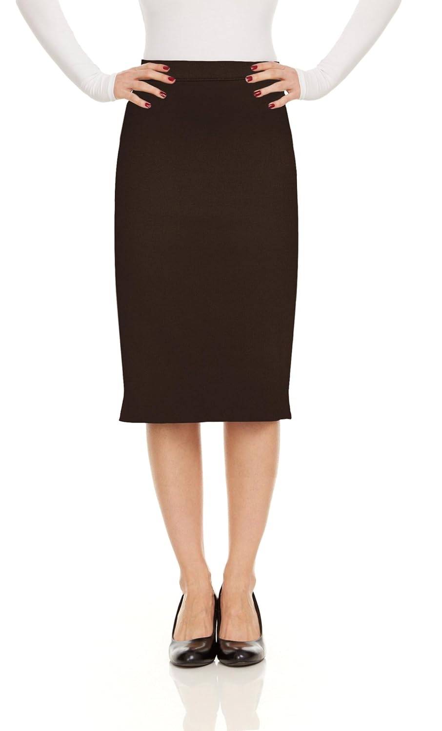 BabyO Made in The USA Womens Pencil Skirt Knee Length Pencil Skirt Tailored Fit Bodycon Stretch Modest Pencil