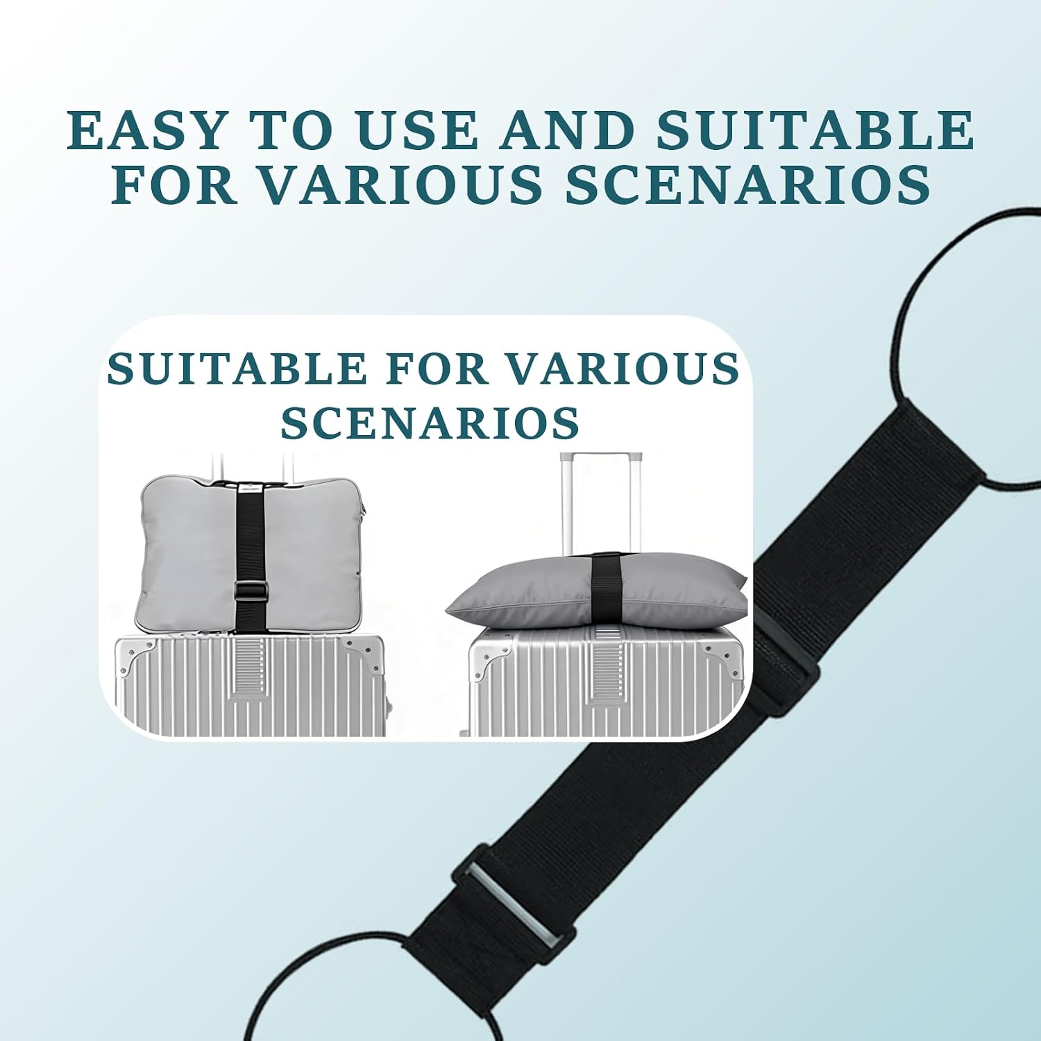 2 Pack Luggage Strap for Carry On Bag,Multi Use Strong Adjustable Connector Straps, Black Elastic Travel Belt for Suitcase, Backpack, Handbag, Easy Wrap, Lightweight