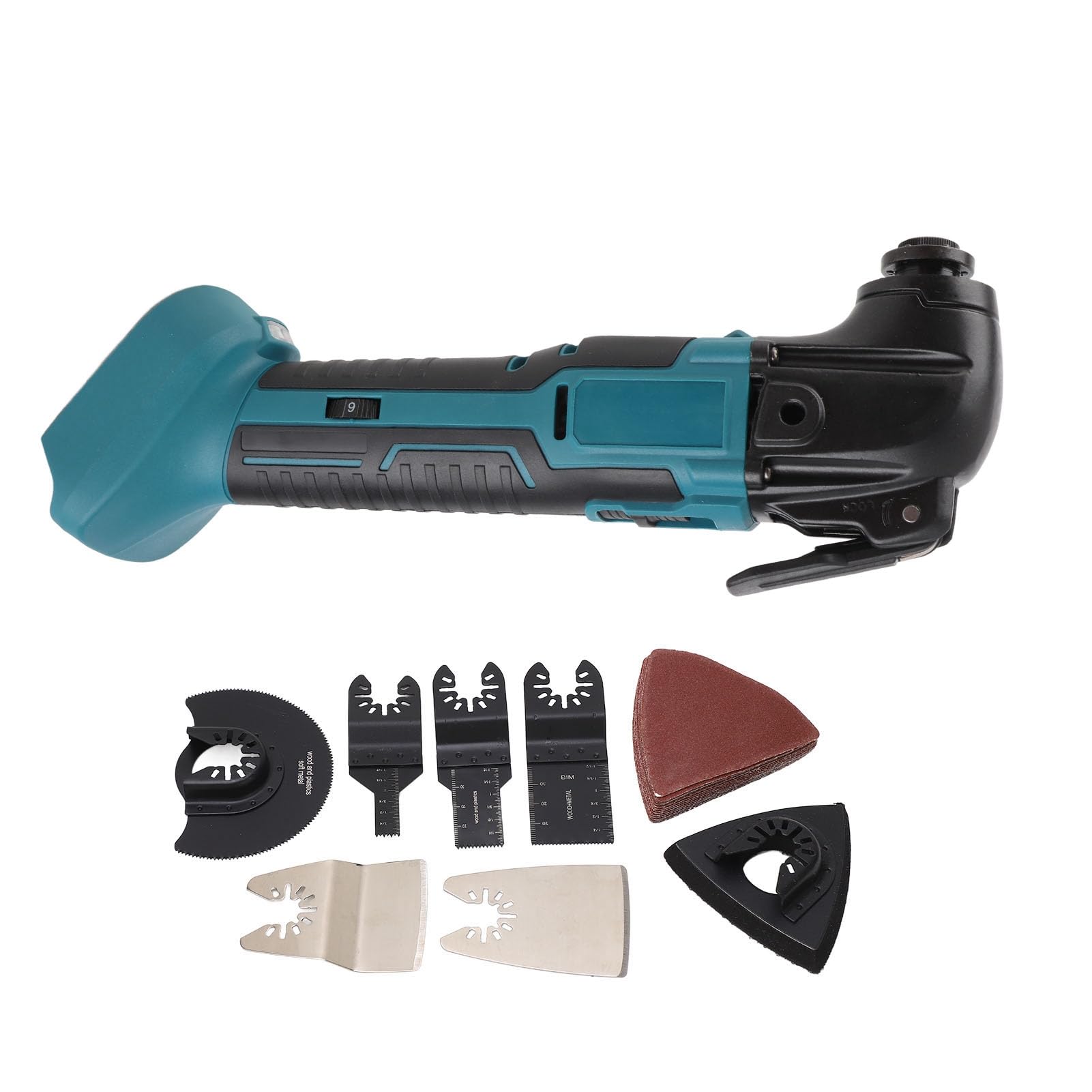 Annadue Kit de Herramientas Oscilantes 6000-20000RPM Sierra Multiherramienta Inalámbrica para Carpintería, Multiherramienta Oscilante Ajustable de 6 Velocidades con Construcción de ABS y ángulo de