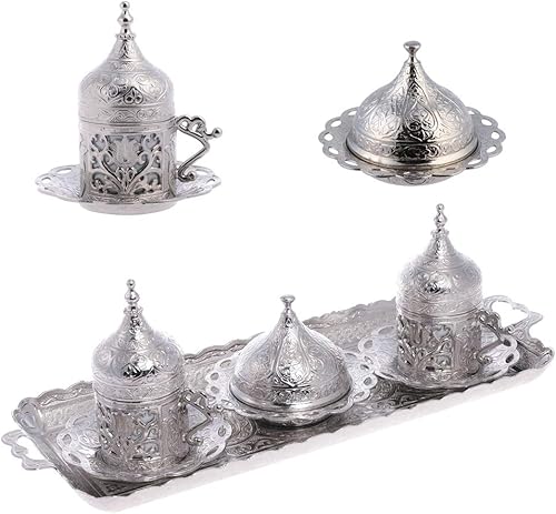 Miniatura 10 de Alisveristime Auténtico juego de tazas de café turco: Zamak y porcelana, motivos de tulipanes (juego de 2) (Lale) (Autentico) Autentic,Negro