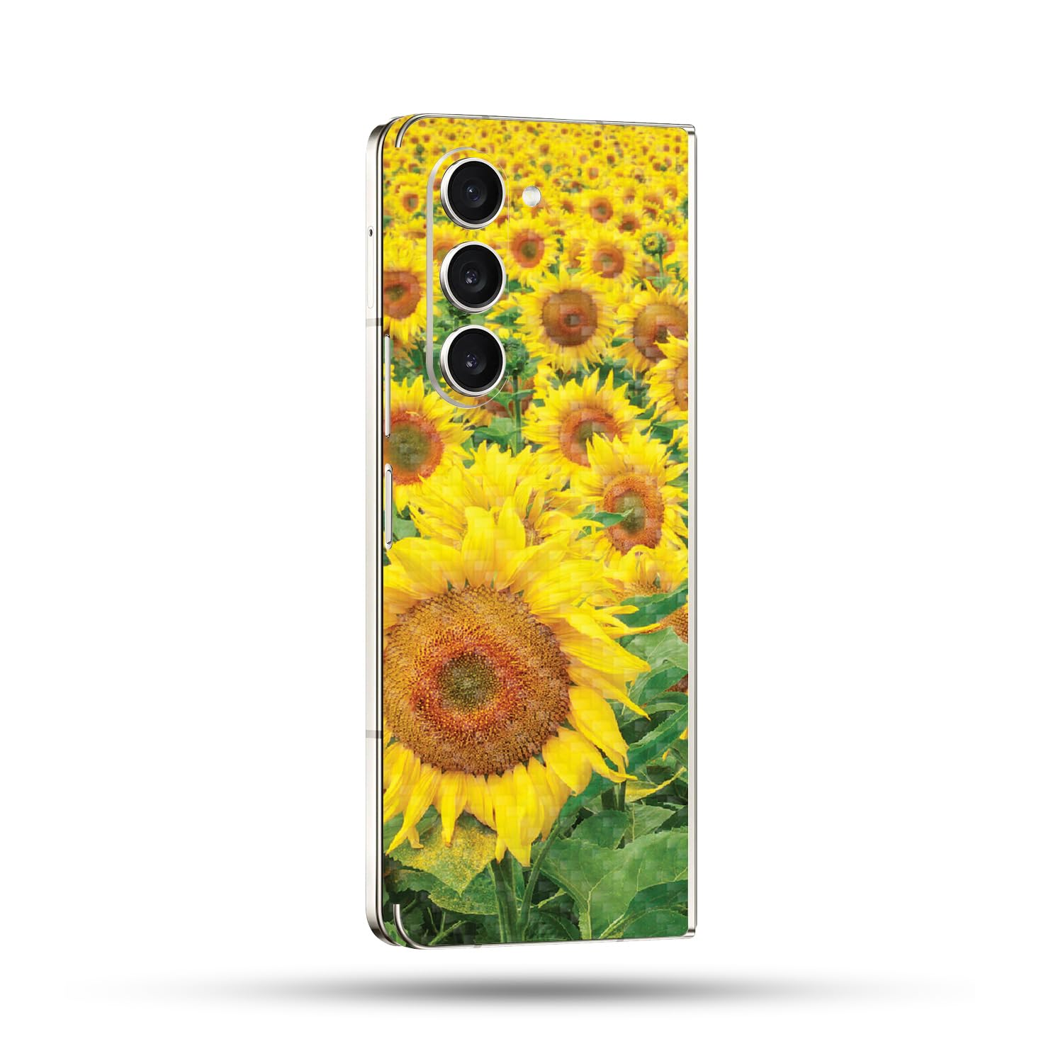 MightySkins Carbon Fiber Skin Compatible With Samsung Galaxy Z Fold 5 Full Wrap - Sunflower Field | Protective, Durable Textured Carbon Fiber Finish | Easy To Apply and Change Styles | Made in the USA