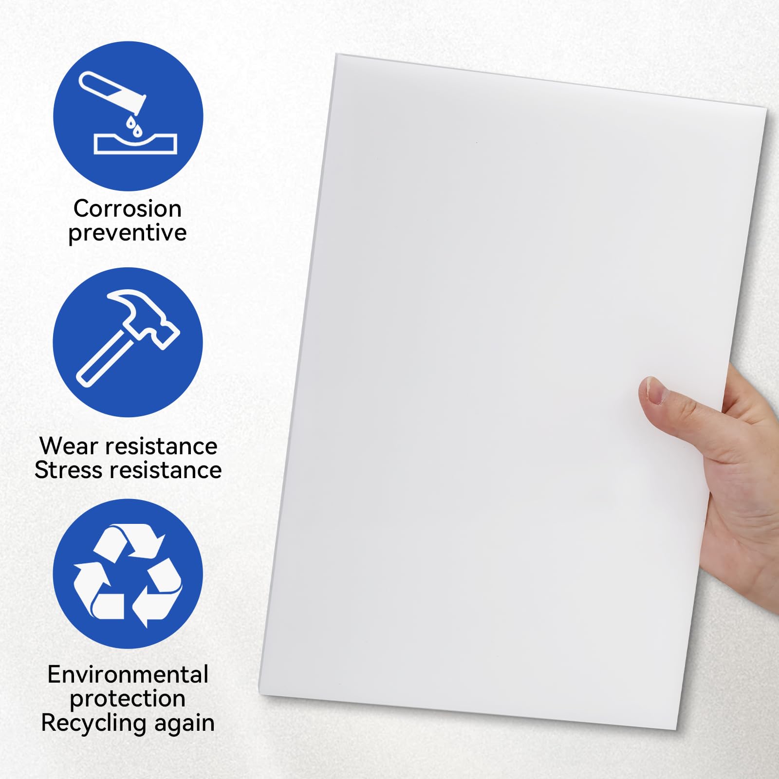 HDPE Plastic Block - 12x8in White Sheet -3