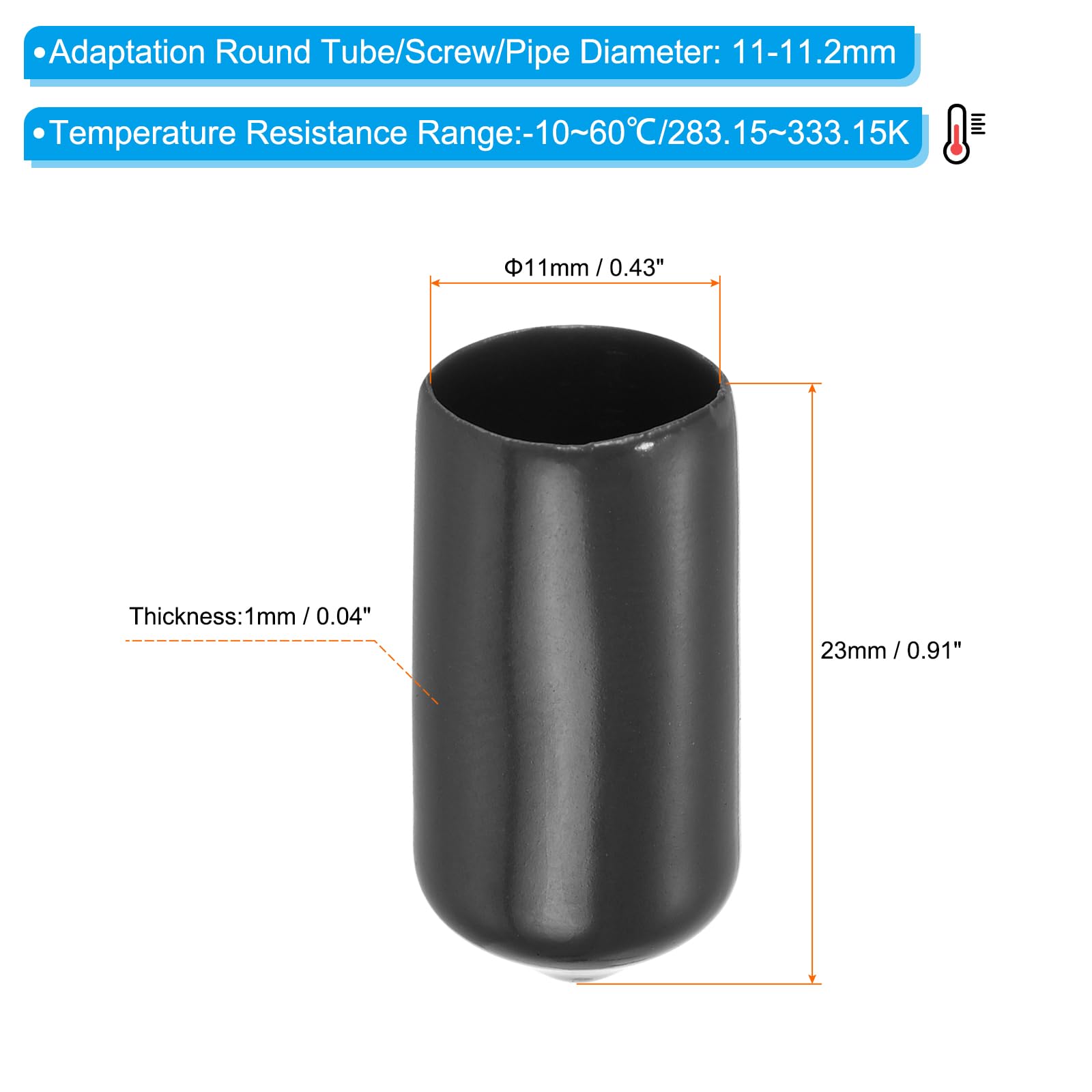 PATIKIL 11MM Vinyl Rubber End Caps - Image 2