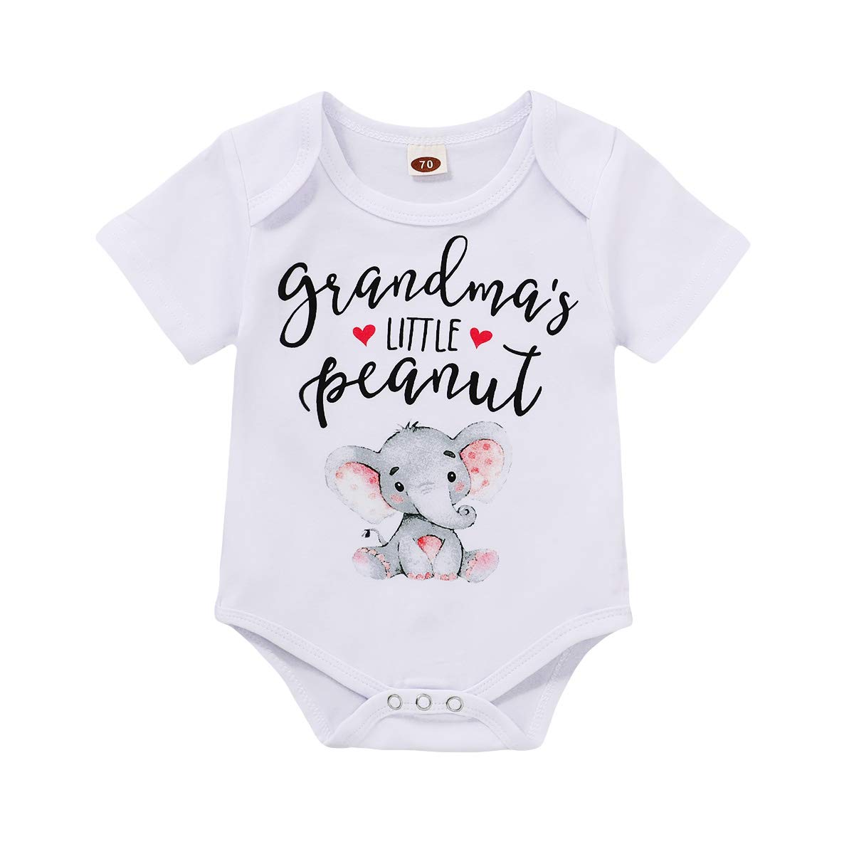 Happy TownInfant Baby Girls Boys Grandma's Little Peanut Short Sleeve Romper Bodysuit Causal Outfits