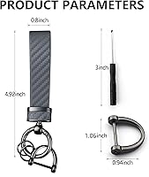 Vista 2 de Turcee Llavero de fibra de carbono para automóvil, accesorios para interiores de automóviles, llaveros de cuero para automóvil, accesorios