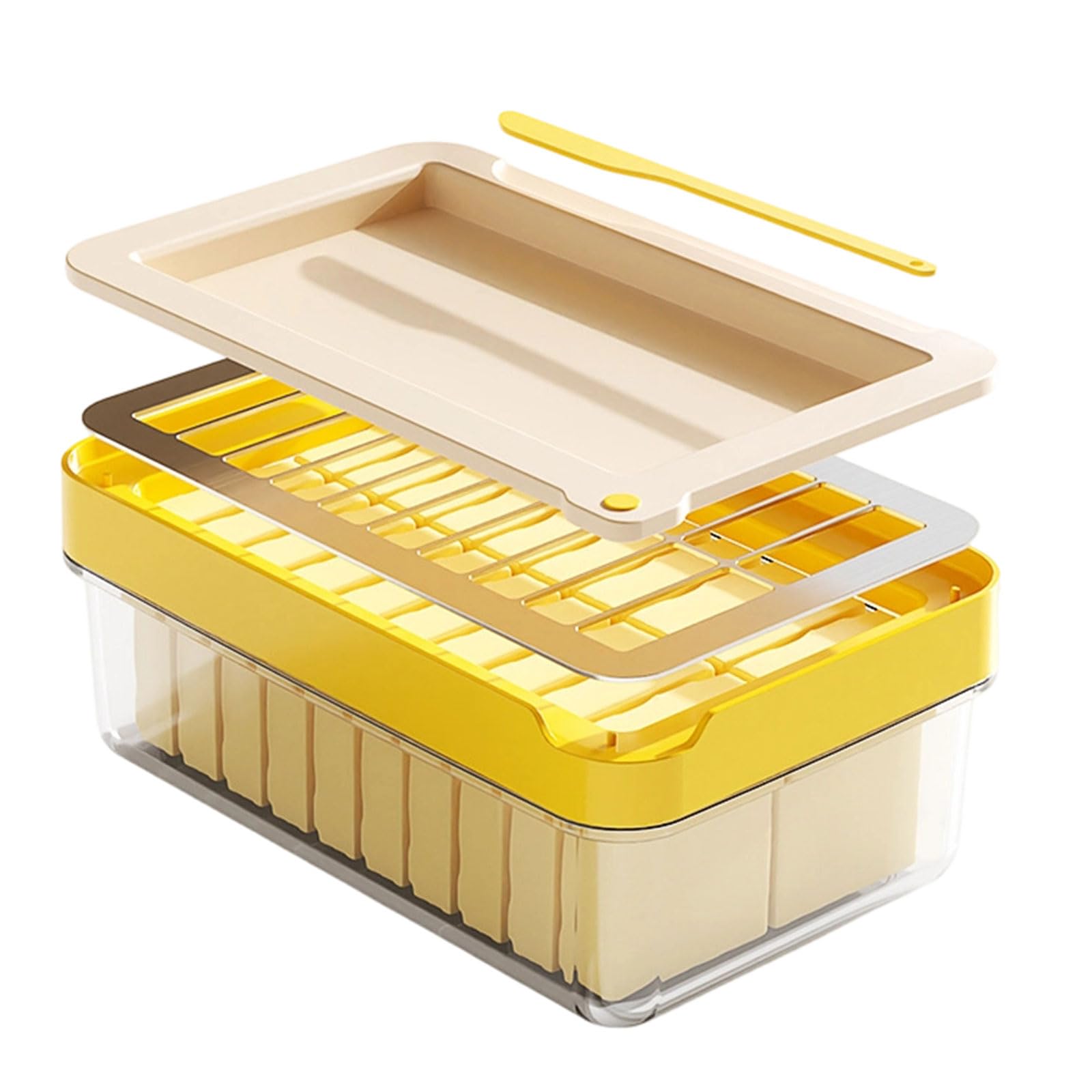 Tsophreniq Butter Holder with Cutting Tool Sealed Container Dishwasher Safe Cutter for Countertop or Fridge Baking
