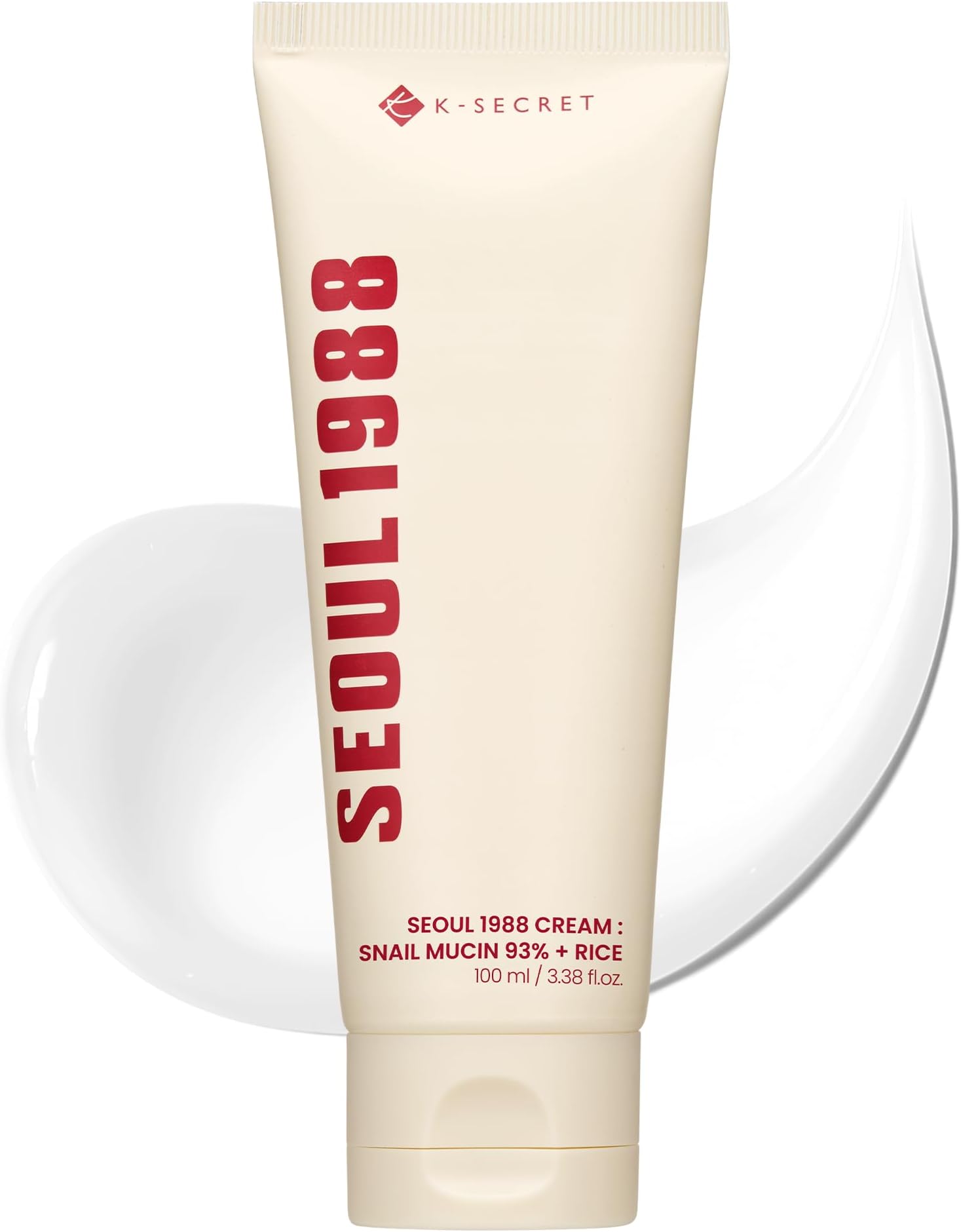 K-SECRET SEOUL 1988 Snail Mucin 93% Cream – Concentrated Yet Lightweight Formula Infused with 93% Snail Mucin | Non-Sticky & Fast-Absorption Facial Cream | Korean Skincare, 100ml / 3.38 fl oz