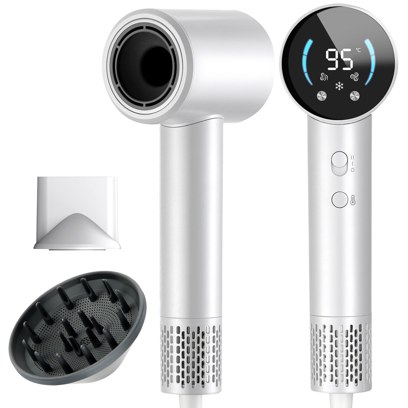 Ionic Hair Dryer, 120,000 RPM High-Speed Bow Dryer with Diffuser for Curly, Thick & Frizzy Hair, Quiet Low-Noise Home Use Hair Dryer for Smooth, Frizz-Free Hair