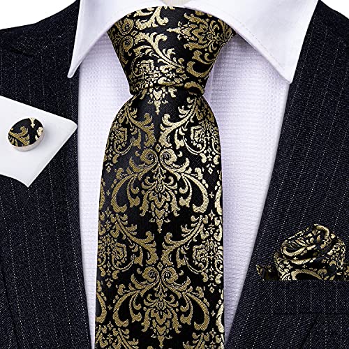 Image of Barry.Wang Paisley Tie Fashion Set Hanky Cufflinks Neckties for Men Woven Silk