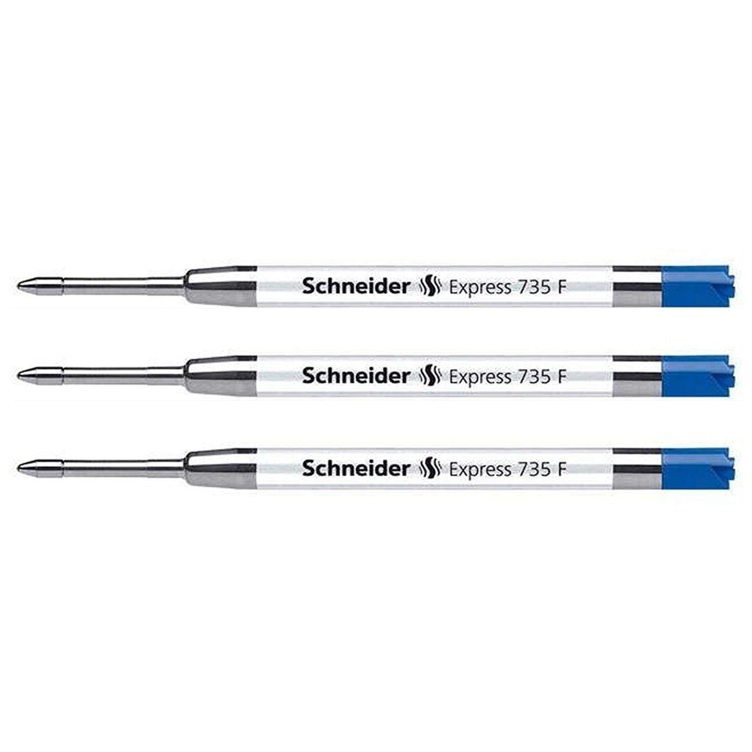 Schneider Pack of 3 Refills for Express 735 Ballpoint Pen Fine Point F Blue