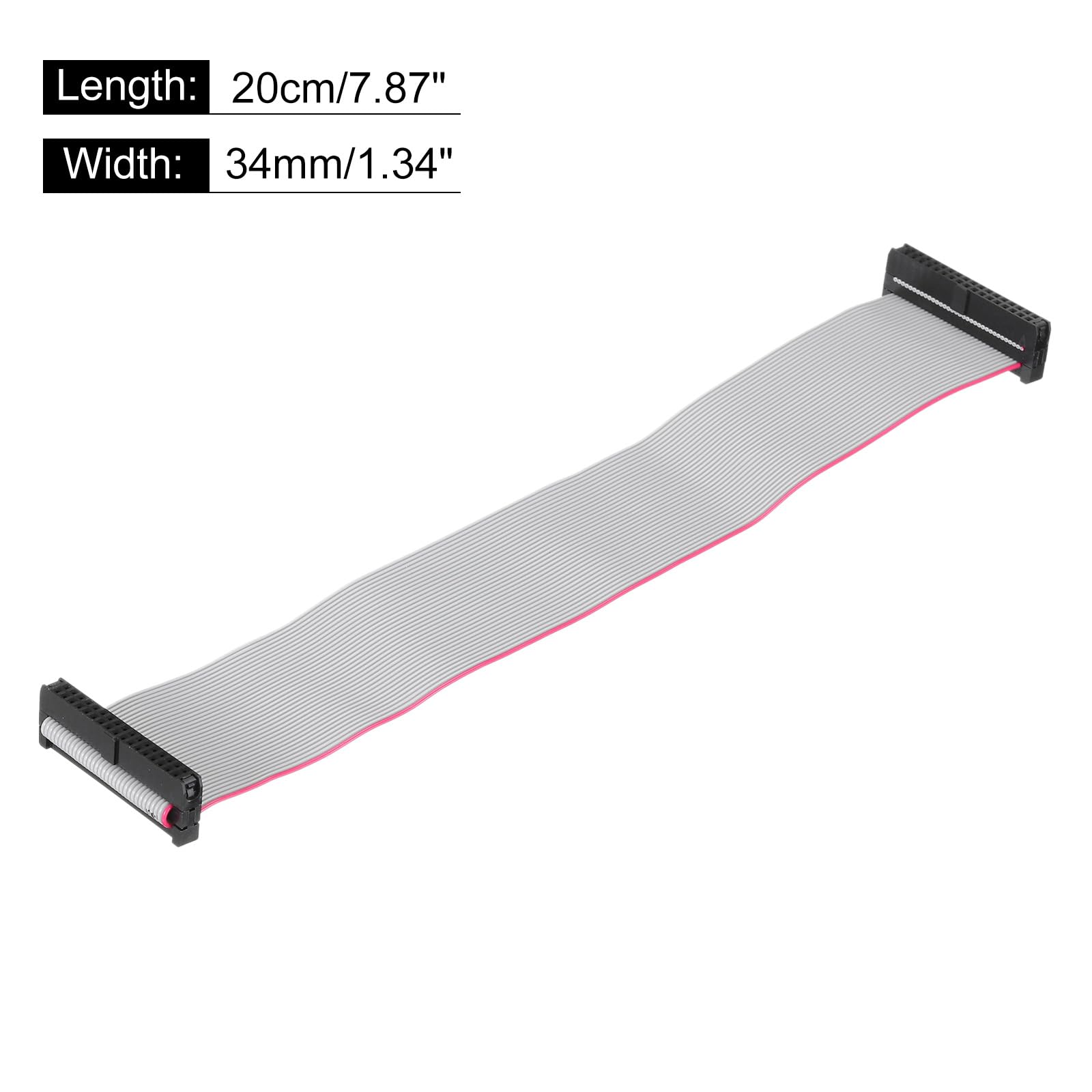 QUARKZMAN Cavo a Nastro Piatto Idc 34Pin, Passo 2.0mm, connettore Fc a Fc, Lunghezza 20cm, Filo Grigio per Computer, display Led, Dvd, confezione da 5 Pezzi