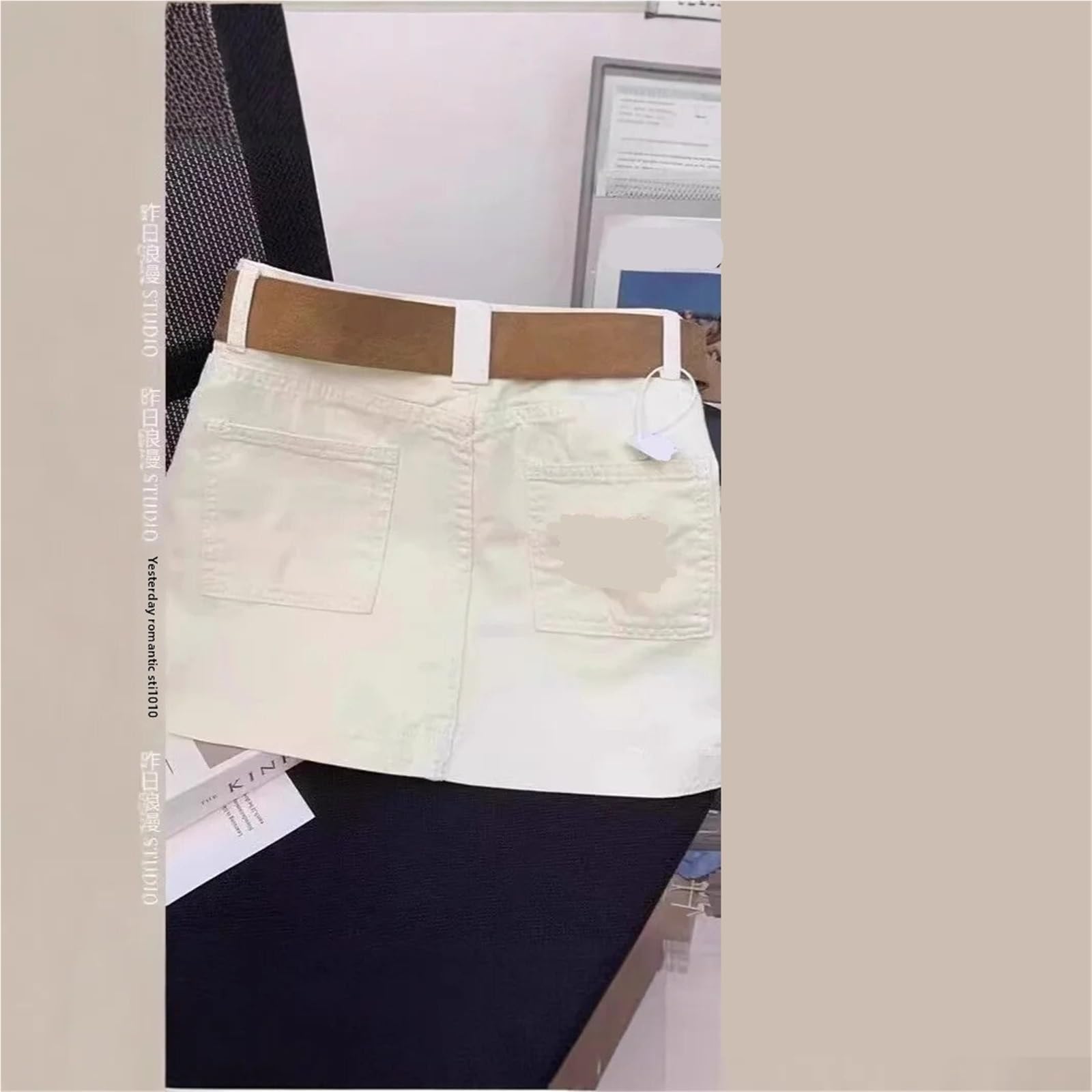 1 pz lettera ricamata vita dimagrante minigonna in denim gonne corte estive da donna in cotone con tasche