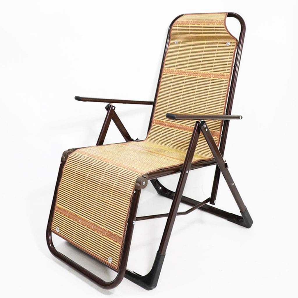 Chaise longue de jardin robuste pour personnes lourdes inclinable en bambou