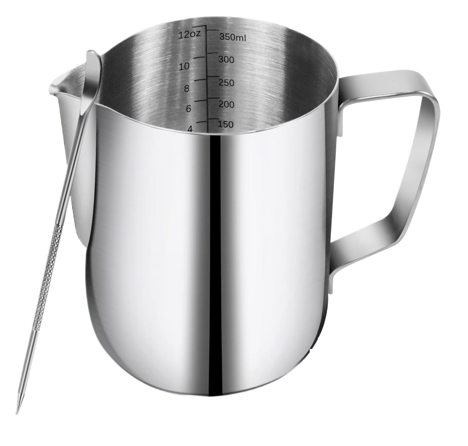 Jarra for espumar leche de 12oz, jarras for vaporizar Espresso 350ml, taza for, café capuchino Latte Art, jarra acero inoxidable 304(350ML With pen)