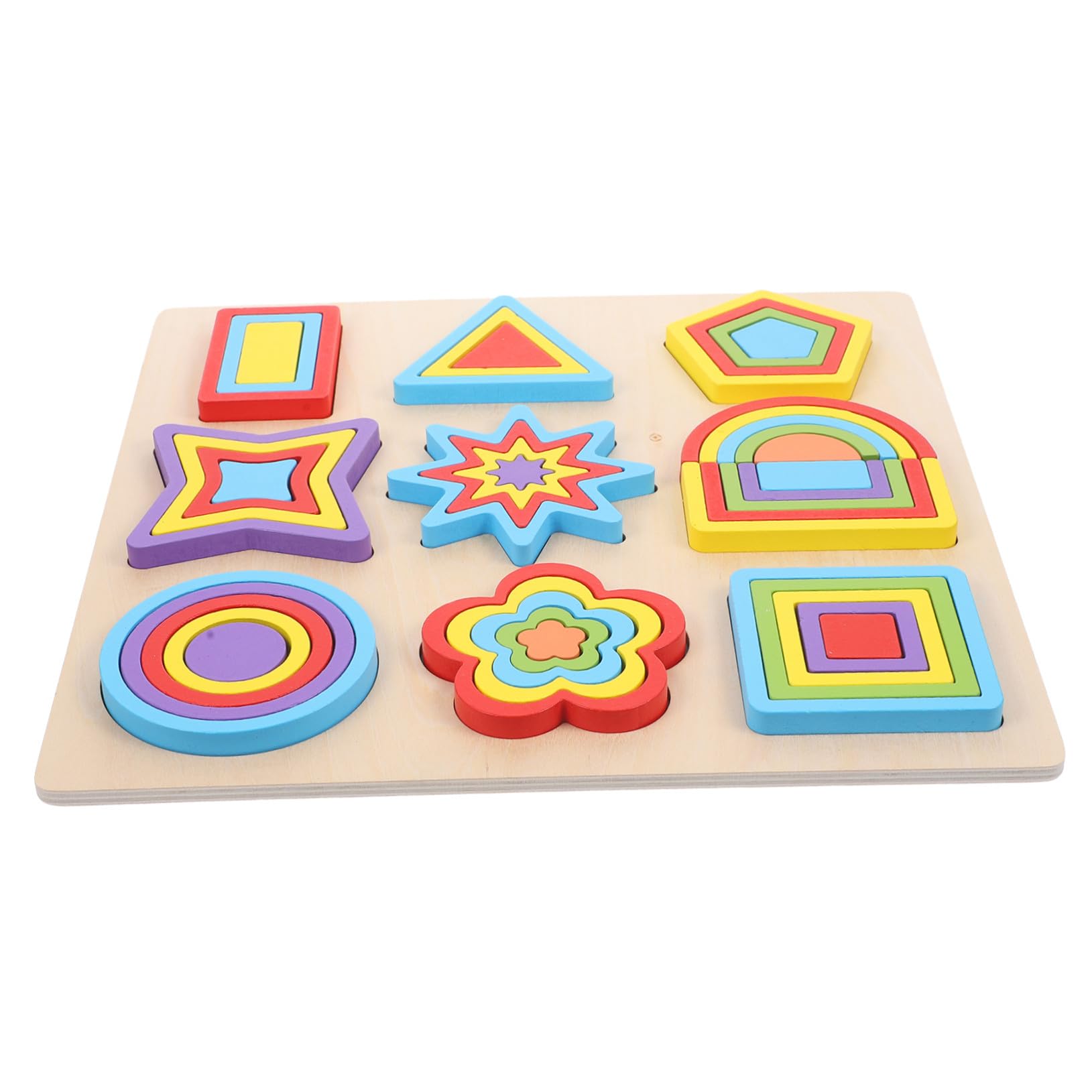 Montessori Bloques de Madera Educativos para Rompecabezas de Formas Geométricas de Construcción para Desarrollo Cognitivo y Coordinación Mano Portátil para Bebés y Pequeños