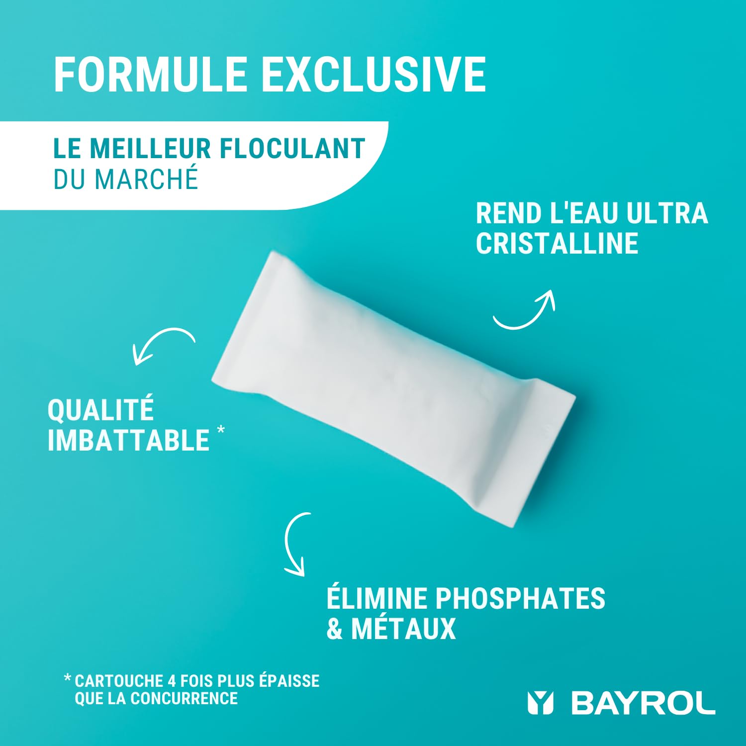BAYROL Superflock Plus 1 kg - Floculant Piscine pour Filtre à Sable/Verre - Formule avec lanthane - Élimine Les Particules Fines, métaux & phosphates - Rend l‘Eau cristalline