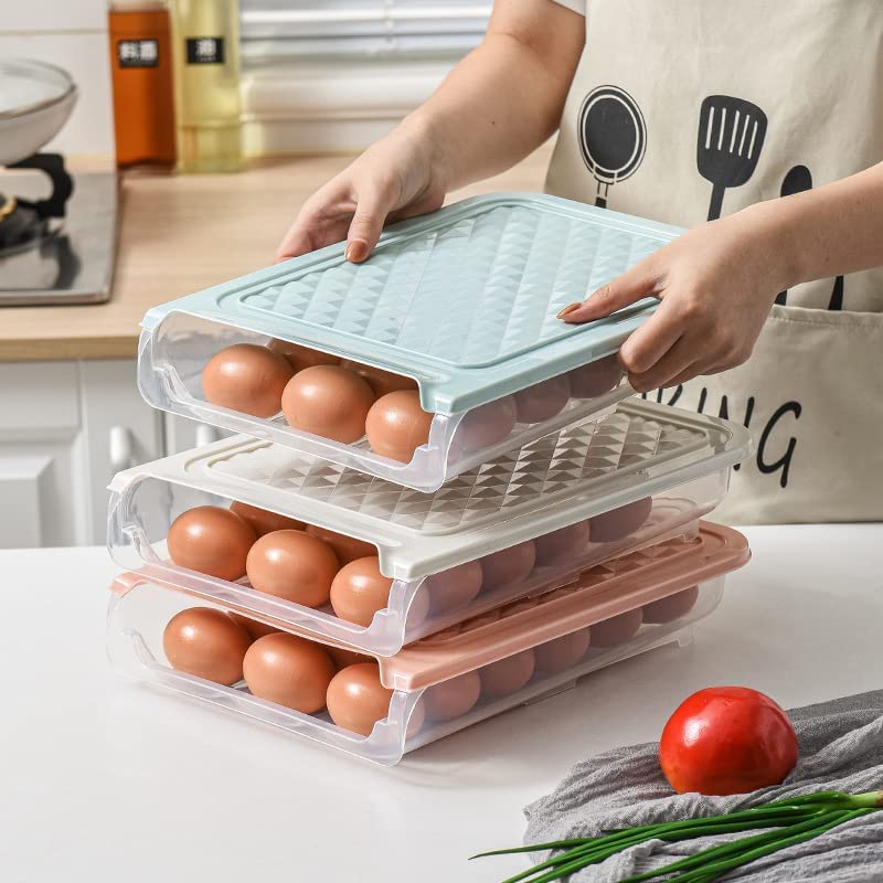 Zusaca Egg Storage Box Single Layer 18 Grid Egg Tray Box Holder for Unbreakable Refrigerator Kitchen Food and Vegetable Egg Storage Container Wit Lid (1Pcs) (Multicolor)