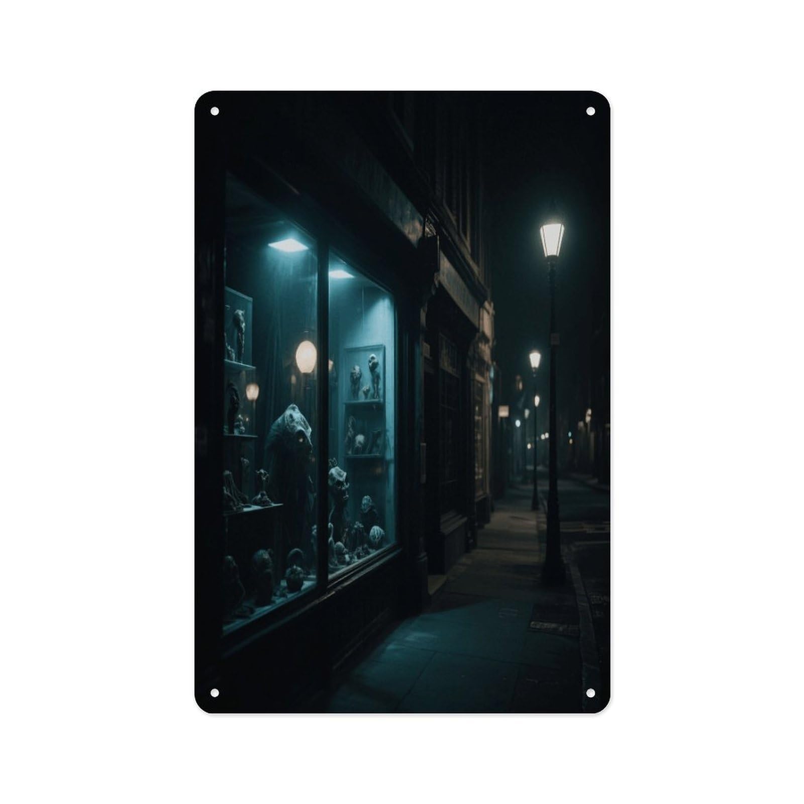 Fekiloot Style Mysterious Window On The Street Wall Decor Metal Signs Tin Signs Poster
