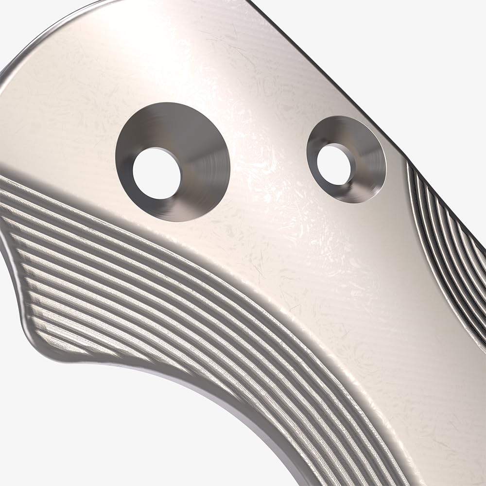 Flytanium Lotus Titanium Scales Compatible with Spyderco Paramilitary 2 EDC Knife (Titanium Stonewash)