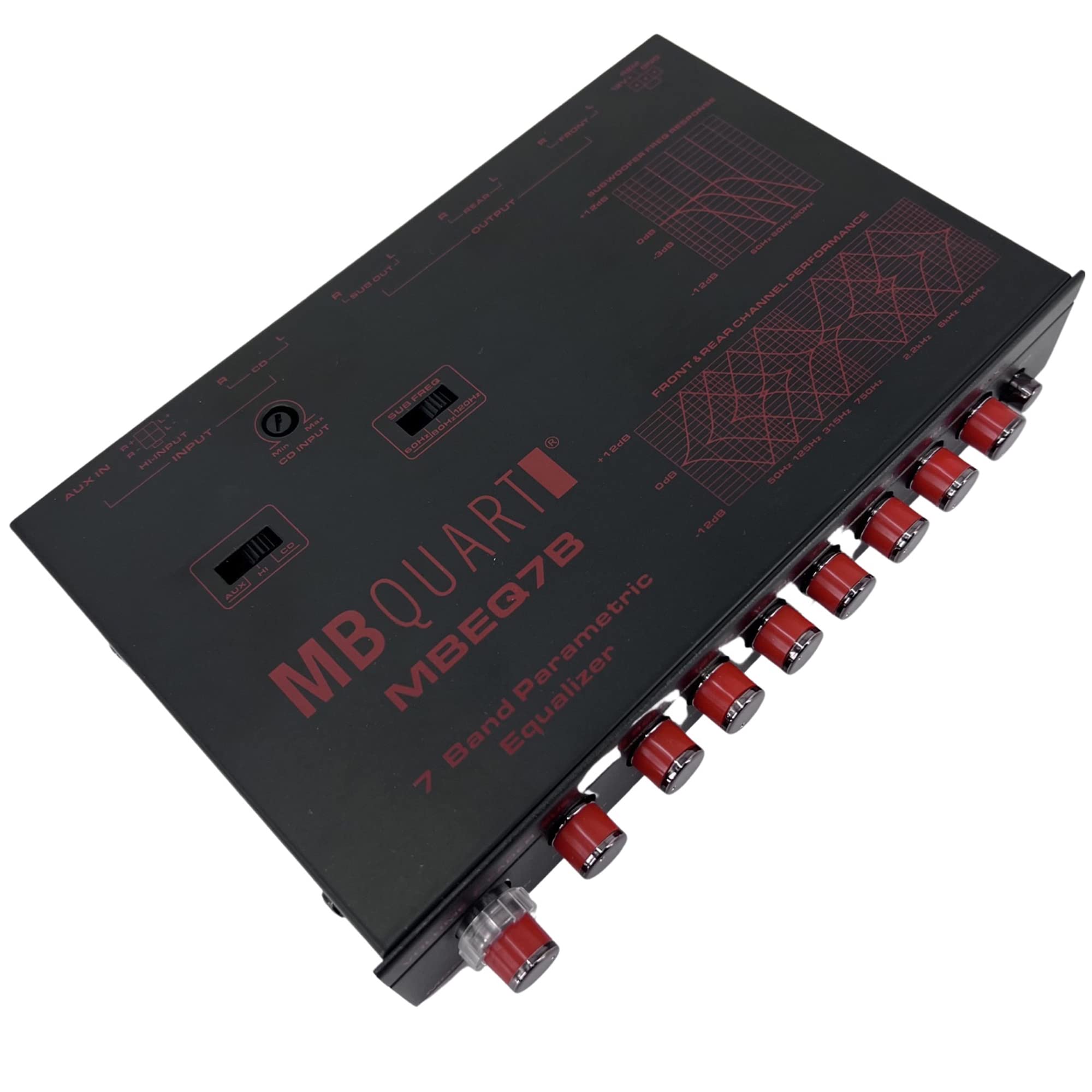 MB Quart MBEQ7B 7Band 9 Volts 1/2 DIN PreAmp Car Audio Graphic Equalizer with Front 3.5mm
