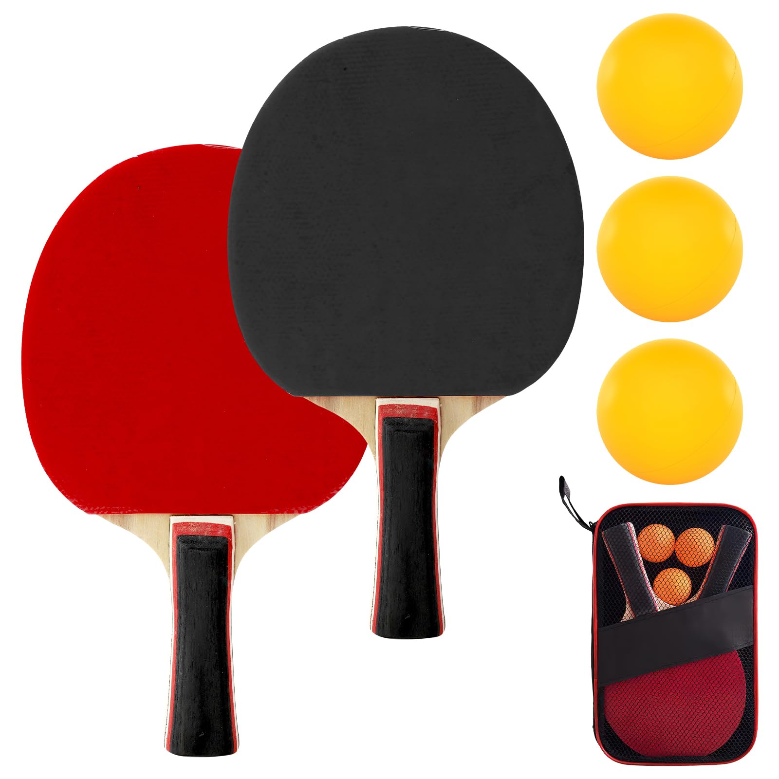 TNSLAND Sets de Ping Pong 2 Palas Ping Pong 3 Pelotas Ping Pong 1 Organizador, Entrenamiento o Kit de Raqueta Recreativa, Raquetas Ping Pong Juegos Profesionales y Recreativos, Exterior, Interior