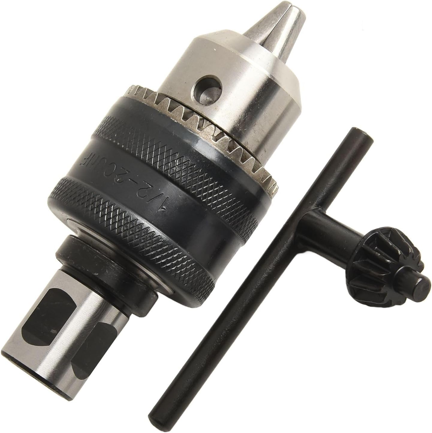 3/4in Shank Adapter to B16 Taper 1/2-20UNF Thread Drill Chuck Set with Key, Steel Conversion Accessory for Weldon or General Shank, 3pcs Kit for Drills and Lathes, Grey(B)