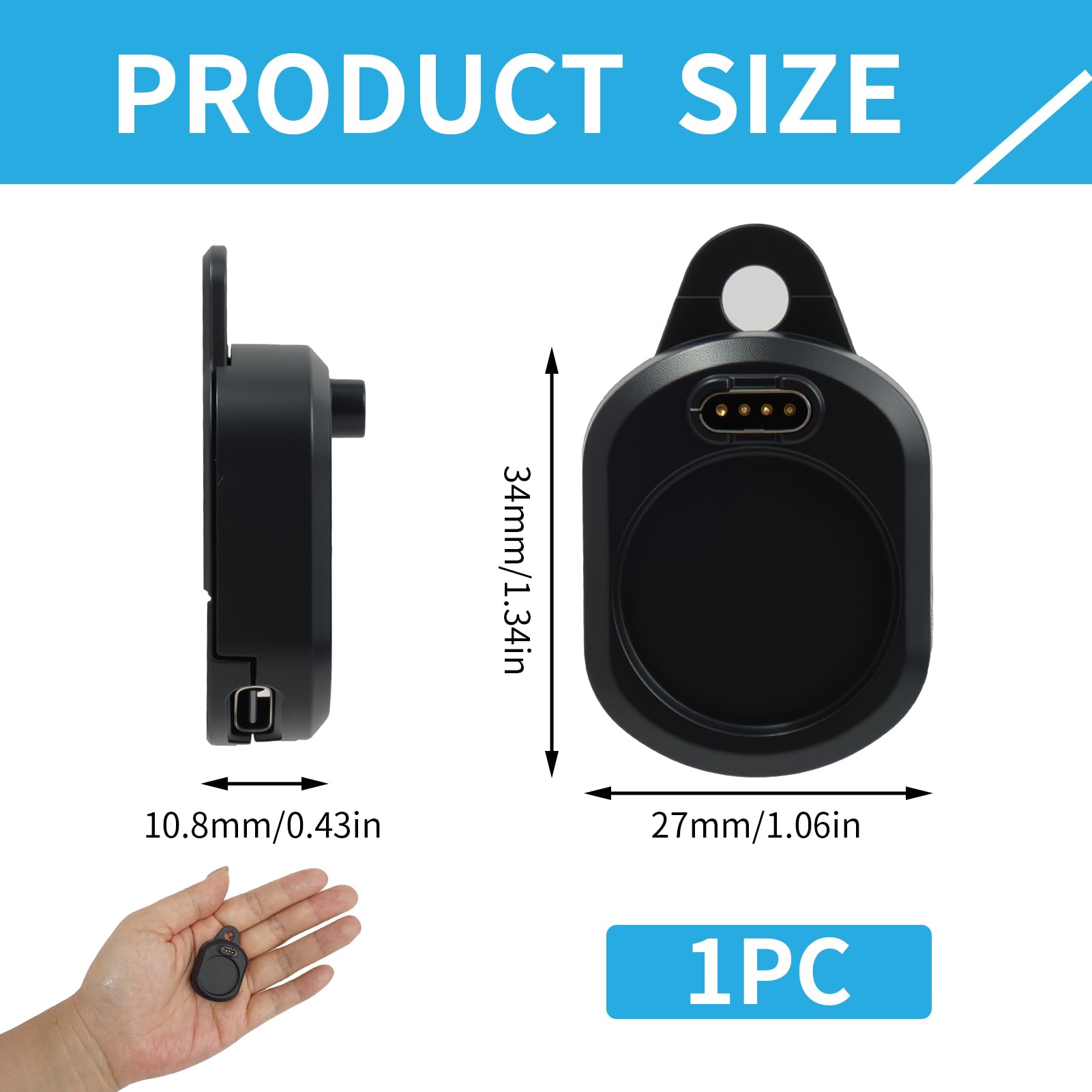 Caricatore USB C per Garmin Fenix 8/7/7S/7X/6/5 Forerunner 970/965/945 Venu 3/Sq Quatix 7 Epix Pro Gen 2, Nero