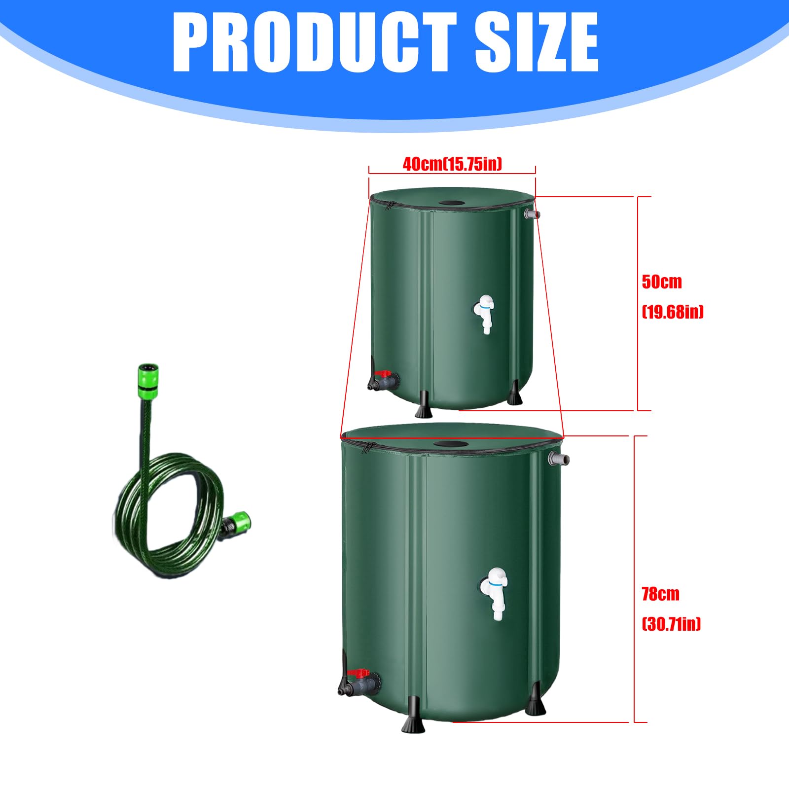 LUOFENG Contenedor portátil de almacenamiento de agua, cubo de agua de lluvia para recolección de agua de lluvia, almacenamiento de riego de jardín