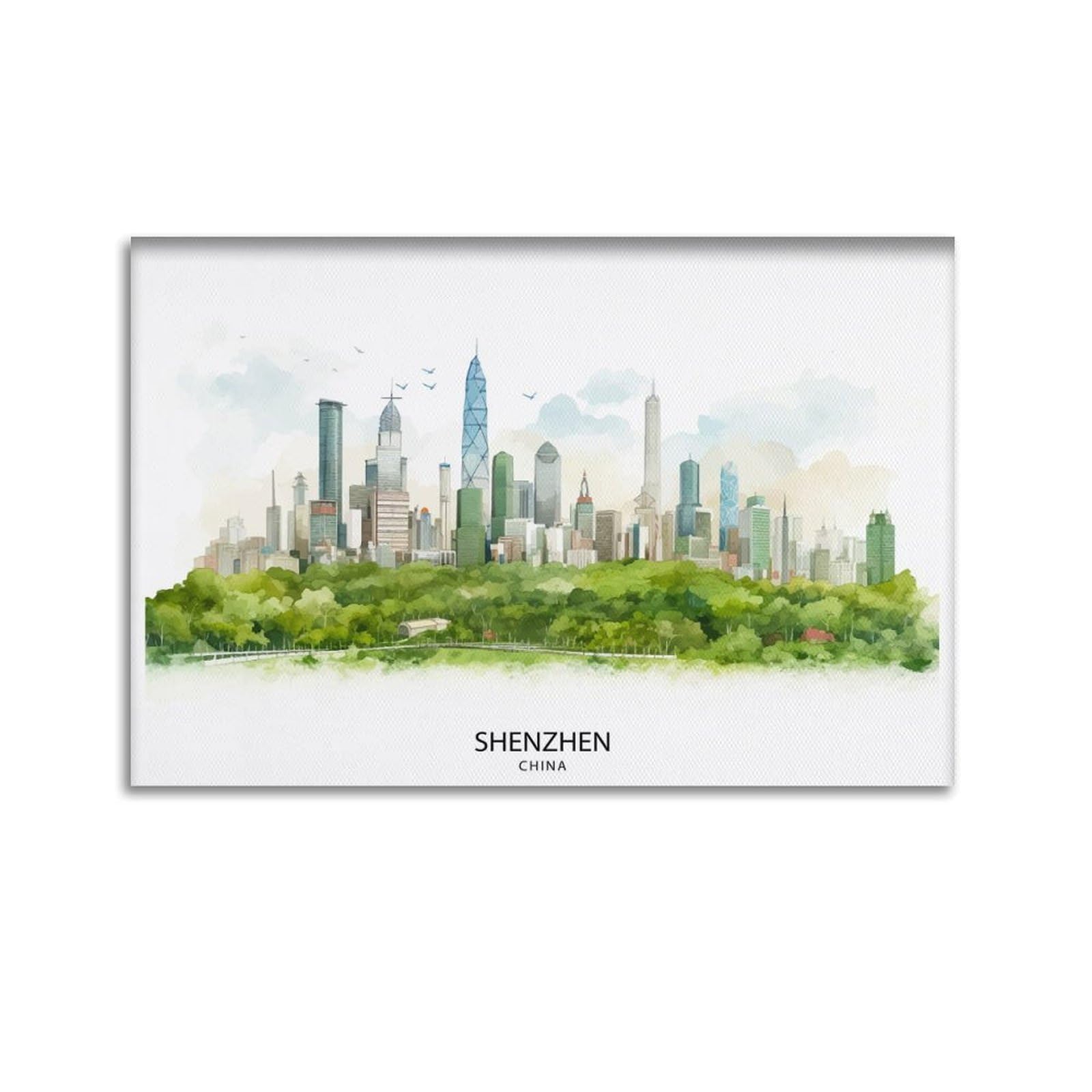 Shenzhen China Modern Cityscape Futuristic Skyline Chinese Metropolis Urban Landscape_10 Canvas Poster Wall Art Prints Room Aesthetic Murals Bedroom And Living Decorations 16x24inch(40x60cm)