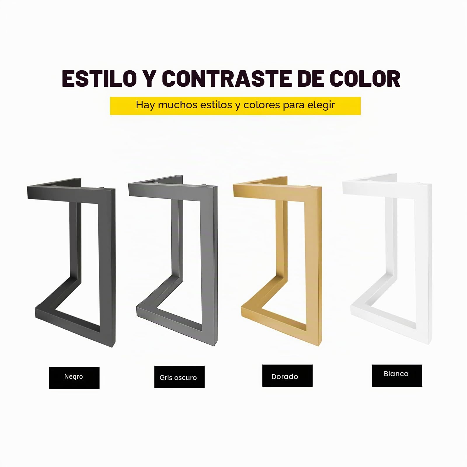 Patas de Mesa Industriales Patas Muebles de Acero con Marco en V/T con Tornillos+ Protectores de Suelo, 2 Piezas