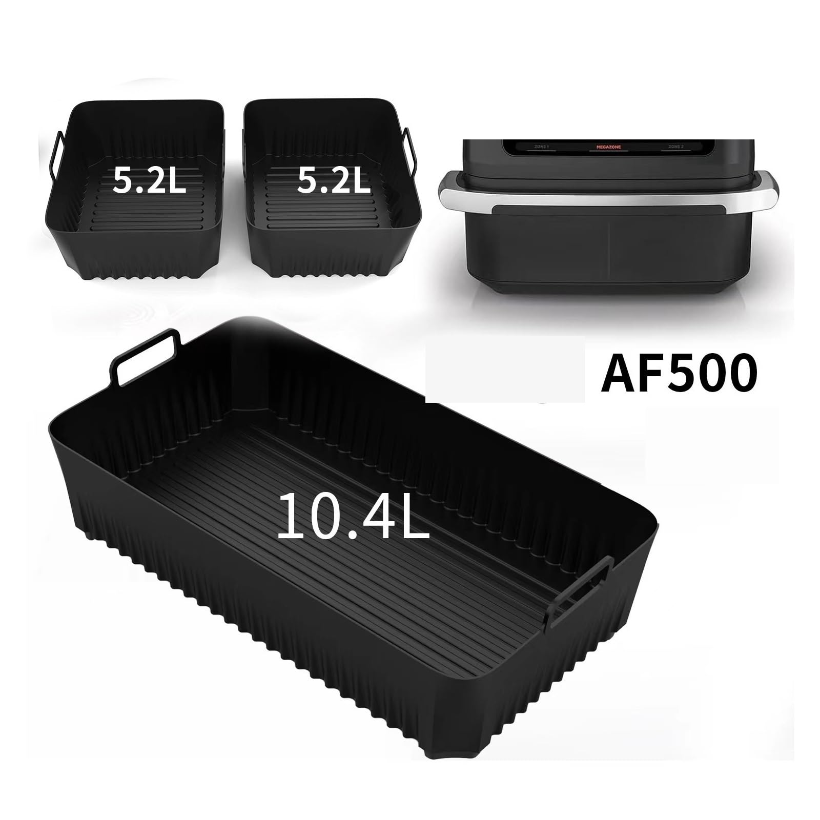 Air Fryer Tablett Silikonform, Kompatibel For Ninja, Af500 Air Fryer Liner Korb Wiederverwendbare Ofen Backblech Antihaft-Pizza-Grill-Pfanne(Gray 10.4L Liner)