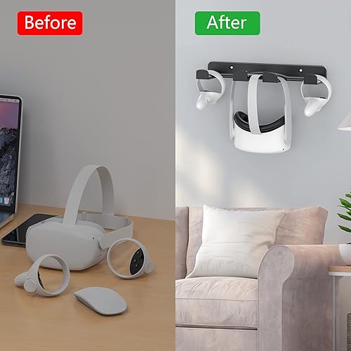 Miniatura 2 de HomeMount VR Wall Mount Storage Stand Hook-for Meta/Oculus Quest 2/Quest/ Rift/ Rift S/ Valve Index/ HTC Vive/ HP Reverb G2/ Playstation VR Negro