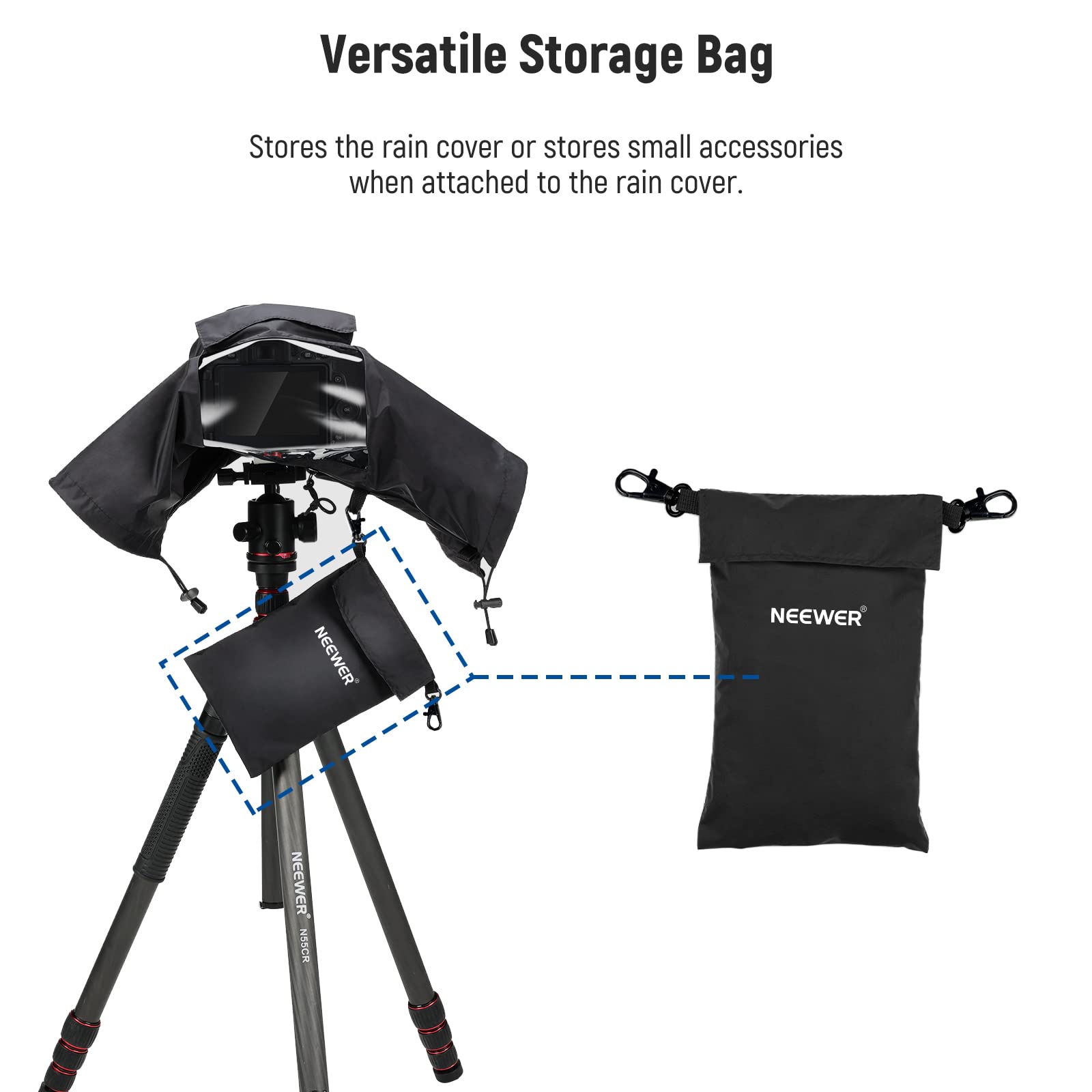 NEEWER Housse de Pluie pour Caméra, Imperméable en Nylon de Petite Taille Compatible avec Canon Sony Nikon DSLR Vlog Camera & Objectifs Jusqu'à 200mm, avec Fenêtre de visualisation, PB003