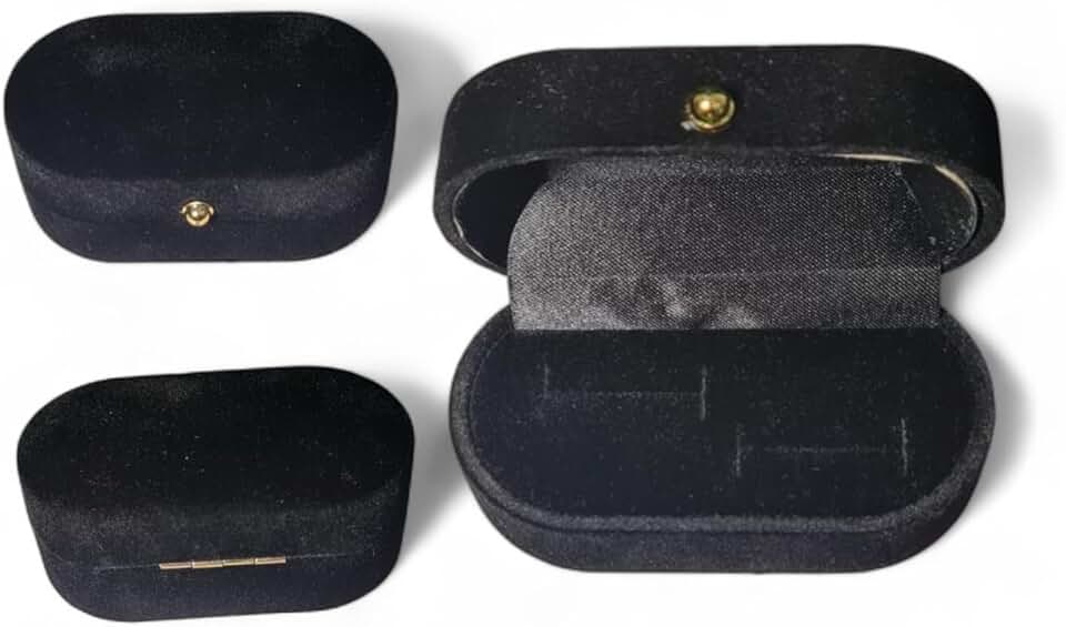 Caixa Alianças Veludo Vermelho Caixinha Estojo Porta Joias (Preto)
