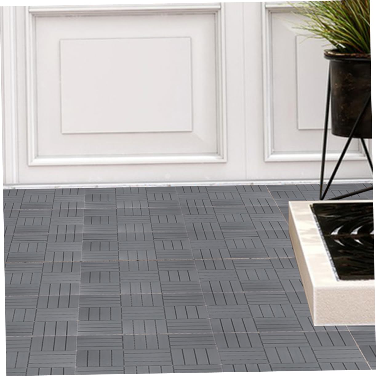 Baldosas de Exterior Entrelazadas de Imitación Madera 4 Piezas
