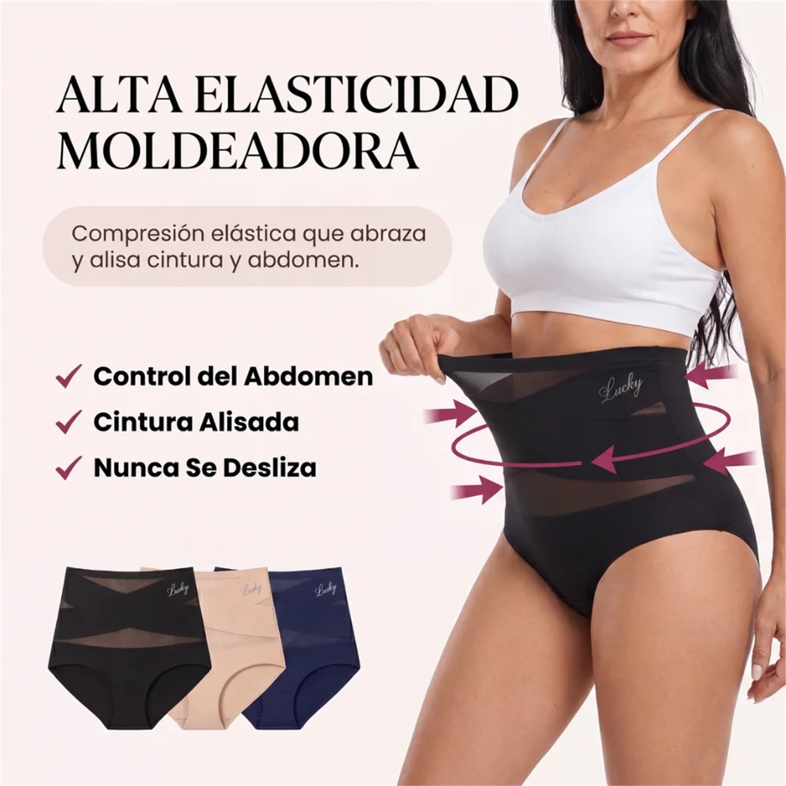 Mi-Calma Faja Cintura Alta Mujer Invisible Sin Costuras | Moldea la silueta con ajuste cómodo, tejido transpirable para uso diario bajo ropa ajustada