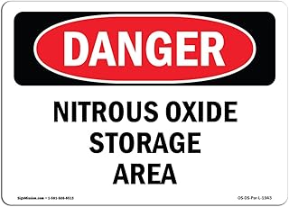 OSHA Danger Sign - Nitrous Oxide Storage Area | Plastic Sign | Protect Your Business, Construction Site, Warehouse & Shop Area | Â Made in The USA