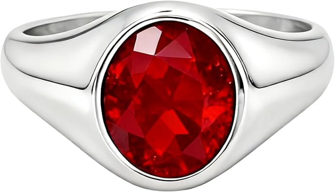 Ruby for Men 925 Sterling Silver 10K 14K 18K Gold Ruby Ring for Men Signet Band Ring Size 6-16