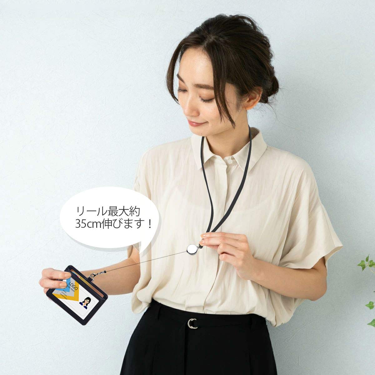 Amazon.co.jp: Teskyer IDカードホルダー 両面 PUレザー ネーム